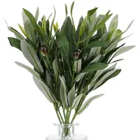 Unyqoos Set mit 10 künstlichen Olivenzweigen, 40 cm – seidenartige Blätter & Schaum-Oliven, formbare, kunststoffummantelte Draht- und Eisenstiele, pflegeleichte Deko für Zuhause & Events