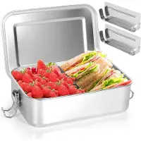 Unyqoos Edelstahl-Lunchbox 1400 ml – auslaufsicher mit Silikonabdichtung, 2 herausnehmbare Trennwände, spülmaschinenfest, BPA-frei