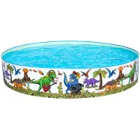 Unyqoos Kinderplanschbecken mit Dinosaurier-Motiv, Vinyl, 244 x 46 cm, 2.074 l Wasserinhalt, für Kinder ab 3 Jahren