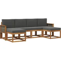 vidaXL Outdoor-Sofagarnitur 6 stk. Natur und Anthrazit Polyester