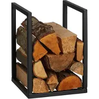 Relaxdays Kaminholzregal, Metall, HBT: 40x30x30 cm, Brennholzregal innen, für Feuerholz, Stapelholz, Brennholz, schwarz