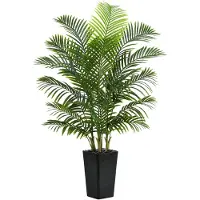 Unyqoos Künstliche Areca‑Palme 150 cm – pflegefreie Deko‑Palme im schwarzen Topf mit Dekosteinen, formbare Blätter