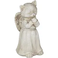 Relaxdays Grabschmuck für Katze, Gartendeko Figur, Andenken für Tier, Katzenengel, wetterfester Katzengedenkstein, creme