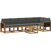 vidaXL Outdoor-Sofagarnitur 7 stk. Natur und Anthrazit Polyester