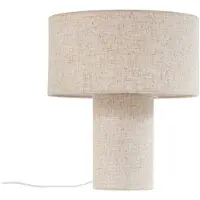 LINDBY Tischleuchte Elfie, Ø 35 cm, beige, Leinen, E27