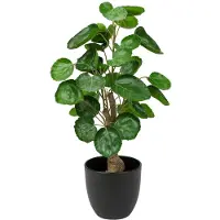 Unyqoos Kunstpflanze 45 cm – dekorative, pflegefreie Deko für Innen & Außen, schwarzer Matt-Topf, realistische Blätter aus seidigem Stoff, ungiftig