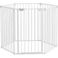 PawHut 2 in 1 Welpenlaufstall, Absperrgitter mit 6 Platten, 90 cm Freilaufgehege