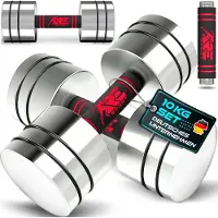 RE:SPORT 2er Hanteln Set aus massivem Stahl Rot 2 x 10kg | Hantel Kurzhantel mit Gewichten & Schaumstoffgriff | Fitness Kurzhanteln Home Gym, Krafttraining & Muskelaufbau