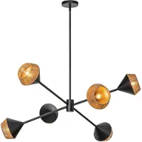 Alora Elstead Daphne Pendelleuchte E14 6-fach mattschwarz Naturfarben