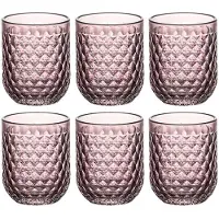 Unyqoos 6er-Set elegante gerippte Trinkgläser aus Glas, spülmaschinenfest, schwerer Boden – vielseitig für Wein, Whiskey, Saft & Cocktails