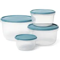 Unyqoos Set 4x Frischhaltedosen aus BPA-freiem Kunststoff, 0,3–2,2 L (0,3/0,6/1,2/2,2), luftdichte Clip-Deckel, mikrowellen-, gefrier- und spülmaschinengeeignet