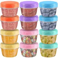 Unyqoos 12er-Set Mini-Aufbewahrungsdosen 77 ml aus PP mit Schraubdeckel, 6 Farben – auslaufsichere Snack- & Saucenbehälter