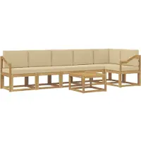 vidaXL Outdoor-Sofagarnitur 7 stk. Weiß und Beige Polyester