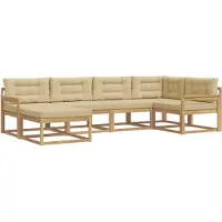 vidaXL Outdoor-Sofagarnitur mit Kissen 5 pcs Weiß und Beige Polyester