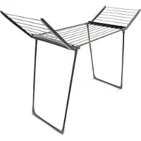 Relaxdays Standtrockner, klappbar, 13 m Wäscheleine, HxBxT: 104 x 169 x 54,5 cm, wetterfester Wäschetrockner, schwarz