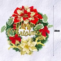 Unyqoos Künstlicher Weihnachtskranz – dekorativer Tür- und Wohnkranz mit Schleife, Beeren, Tannenzweigen und Blättern, wiederverwendbar