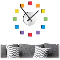 Relaxdays Wanduhr DIY, Uhr Wandtattoo zum Aufkleben, Zifferblatt Regenbogen, Größe variabel, Kinder- & Wohnzimmer, bunt