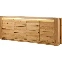 MASSIVMOEBEL24.DE MASSIVMOEBEL24 Sideboard Wildeiche 223x40x85 natur geölt KENT #131