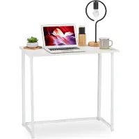 Relaxdays Schreibtisch klappbar, platzsparender Bürotisch zum Klappen, Home Office, Jugendzimmer, 74,5 x 80 x 45cm, weiß