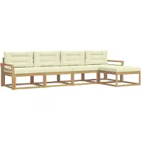 vidaXL Outdoor-Sofagarnitur 4 stk. Weiß und Creme Polyester