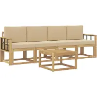 vidaXL Outdoor-Sofagarnitur 5 stk. Weiß und Beige