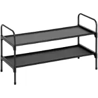 Unyqoos Schuhregal 2‑Etagen, platzsparend, Metallgestell & pflegeleichter Vliesbezug, 70 x 30 x 41,4 cm, für 8–10 Paar Schuhe