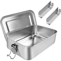 Unyqoos Edelstahl-Lunchbox 850 ml – auslaufsichere Brotdose mit 2 verschiebbaren Trennwänden, Silikon-Dichtungsring, robuster Verschluss, spülmaschinenfest