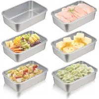 Unyqoos 6er-Set Edelstahl-Vorratsdosen, rostfrei mit luftdichten transparenten Silikon‑Deckeln, stapelbar – für Kühlschrank, mikrowellen- & ofengeeignet (ohne Deckel)