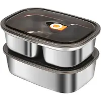 Unyqoos Edelstahl-Lunchbox Set 1,7 L & 1,2 L – 304 Edelstahl, auslaufsicher mit Silikon-Dichtung, 1- und 2‑Fächer, Deckel mit Frische-Timer, ofen- & spülmaschinenfest