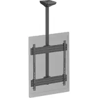 KIMEX - TV-Deckenhalter 1 Bildschirm Hochformat 65''- 75'' Höhe 150 cm schwarz