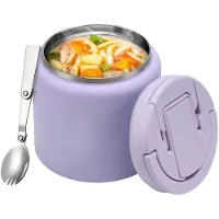 Unyqoos Thermo-Lunchbox 760 ml, doppelwandig vakuumisoliert, Edelstahl 304, auslaufsicher mit Tragegriff & verstecktem Klapplöffel, 6 Std warm / 8 Std kalt