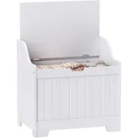 HOMCOM Truhe, Aufbewahrungsbox, Auflagenbox mit Sicherheitsscharnier, Deckel