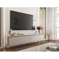 Vente-unique TV-Möbel mit 2 Türen - Beige & Goldfarben - VUKIA von Pascal Morabito