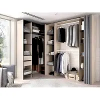 Vente-unique Kleiderschrank Kleiderschranksystem - B. 164/234 cm - Eichefarben & Anthrazit - DORIAN