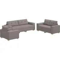 vidaXL Sofa 3 pcs Taupe 221 x 80 x 80 cm Leinenmischgewebe
