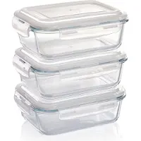 OEM Luftdichte Rechteckbehälter, 3er-Set, 1040 ml, Klickverschluss, für Ofen, Mikrowelle, Gefrierer