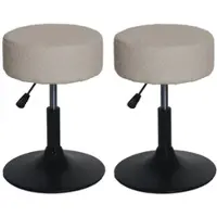 Proregal 2er-Set Hocker Höhenverstellbar Und Drehbar Sitzhöhe 45-57cm Durchmesser 37cm Stoff Boucle Beige Sitzhocker Schminkhocker