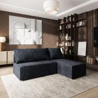 Masseno Ecksofa BRISO P mit Schlaffunktion L-Form, Sofa mit Bettkasten, Wohnzimmersofa, Couch, Soffa, Bettsofa, Couchgarnitur- Schwarz, POSO 135