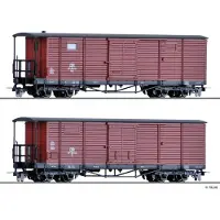 Tillig h0 H0e 05940 - Güterwagenset der DR, bestehend aus zwei unterschiedlichen gedeckten Güterwagen, Ep. III Modellbahn