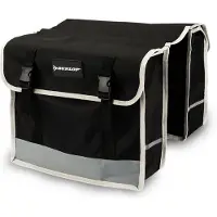 Dunlop Fahrradtasche Doppel Wasserdicht - Gepäckträgertasche 36x30x12cm - 2 x 13 Liter - Nylon Fahrradtaschen mit Reflektierenden Streifen für Sicherheit - Klettverschluss Einfach - Schwarz