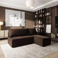 Masseno Ecksofa BRISO M mit Schlaffunktion L-Form, Sofa mit Bettkasten, Wohnzimmersofa, Couch, Soffa, Bettsofa, Couchgarnitur- Braun, MONOLITH 29