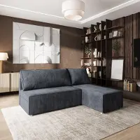 Masseno Ecksofa BRISO P mit Schlaffunktion L-Form, Sofa mit Bettkasten, Wohnzimmersofa, Couch, Soffa, Bettsofa, Couchgarnitur- Grau, POSO 34