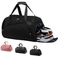 Unyqoos Geräumige Sport- und Reisetasche 54×26×26 cm – wasserabweisendes Oxford-Gewebe, Polyesterfutter, Schuhfach & wasserdichtes Nassfach