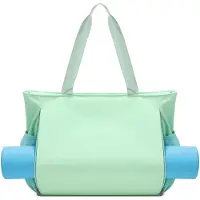 Unyqoos Multifunktionale Yoga-Sporttasche, Unisex, 41,5×17×34 cm, 0,42 kg, wasserabweisendes Polyester, Nassfach mit RV & Yogamattenfach, lila/beige/blau