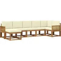 vidaXL Outdoor-Sofagarnitur 7 stk. Natur und Creme Polyester