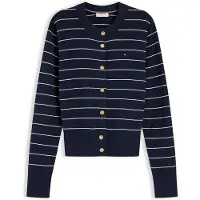 Tommy Hilfiger Strickjacke "FULL NEEDLE STITCH CARDIGAN" Baumwolle, goldfarbene Knöpfe