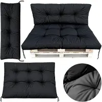 EDANTI Paletten Garten Kissen 120x80+120x40 Wasserdicht Sitzrücken Schwarz
