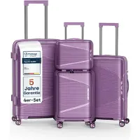 4FLY Hartschalen Reisekoffer Set 4-teilig (S/M/L/XL) – mit TSA-Schloss, 4 Spinner-Doppelrollen, Kosmetiktasche, Handgepäck und Aufgabegepäck