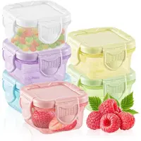Unyqoos 6‑teiliges kompaktes Frischhaltedosen-Set – auslaufsichere Vorratsdosen mit bunten Regenbogen-Deckeln, stapelbar, BPA-frei
