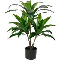 Unyqoos Kunstpflanze Dracaena fragrans im Topf, grün, 90 cm – naturgetreu aus Kunststoff & seidigem Stoff, pflegeleicht für Wohnraum und Büro